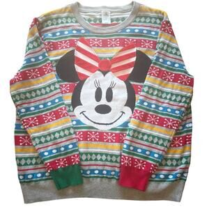 Disney Store Minnie Mouse Holiday Sweater 2XL Fair Isle EUC Unisex